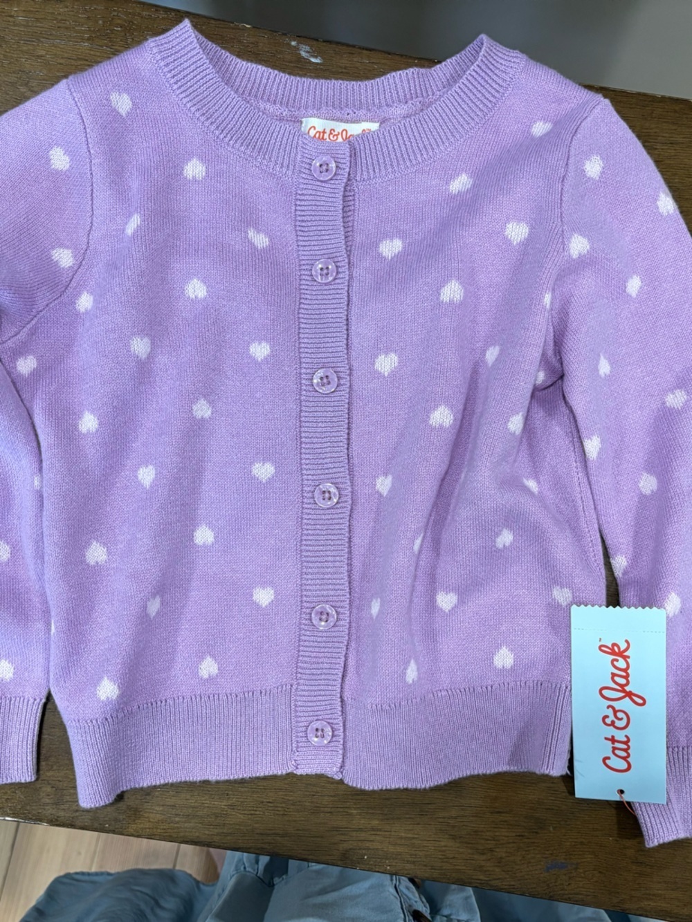 Cat & Jack Lilac Heart Cardigan